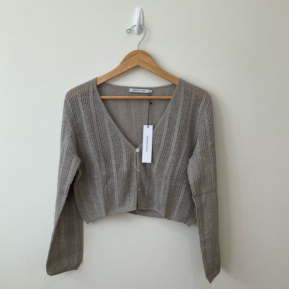 Stitches & Stripes Sweater Womens Medium Sebastian Crop Cardigan Pebble New - Picture 6 of 11